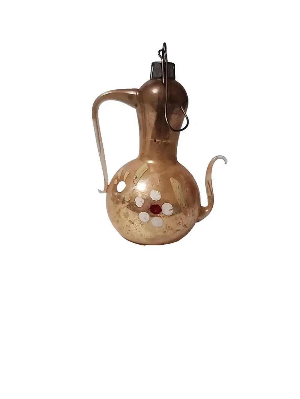 Vintage Mercury Glass Poland Teapot Ornament Paint Decoration  1960s [COPY]